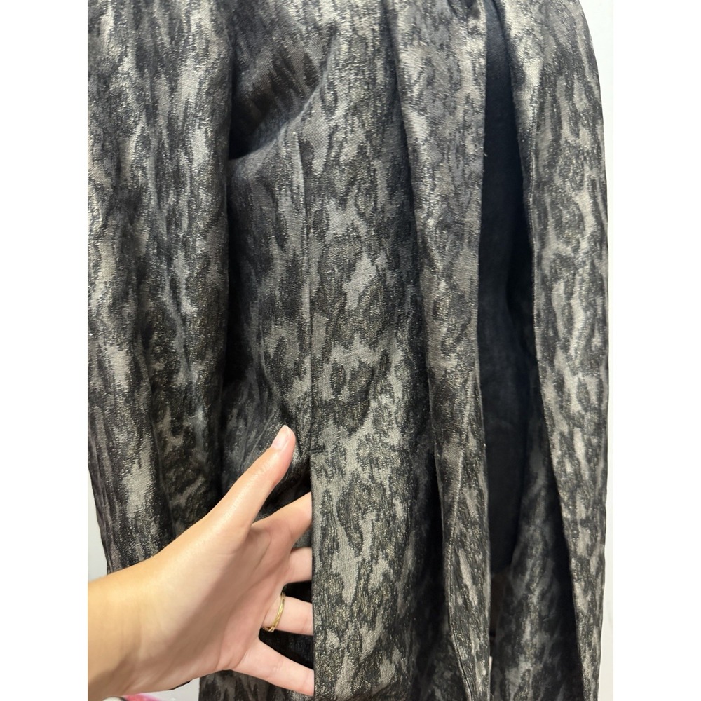 Eileen Fisher Metallic Jacquard Long Topper Coat Black Bronze Silk Cotton Blend - Picture 11 of 12